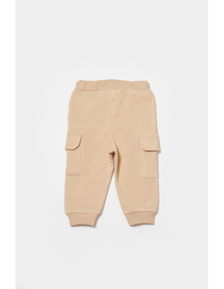 UP-BC-CSY8019-12,Pantaloni cu buzunare laterale, Two thread, 100%bumbac organic - Stone, BabyCosy (Marime: 12-18 Luni)