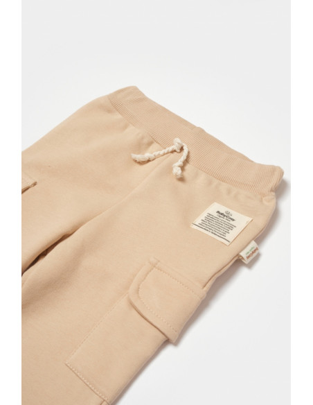 UP-BC-CSY8019-12,Pantaloni cu buzunare laterale, Two thread, 100%bumbac organic - Stone, BabyCosy (Marime: 12-18 Luni)