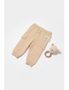 UP-BC-CSY8019-18,Pantaloni cu buzunare laterale, Two thread, 100%bumbac organic - Stone, BabyCosy (Marime: 18-24 Luni)