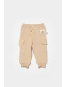 UP-BC-CSY8019-18,Pantaloni cu buzunare laterale, Two thread, 100%bumbac organic - Stone, BabyCosy (Marime: 18-24 Luni)