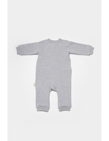 UP-BC-CSY8028-12,Salopeta cu fermoar, Two thread, BabyCosy, 100% bumbac organic, Gri (Marime: 12-18 Luni)