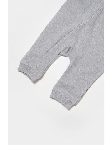 UP-BC-CSY8028-12,Salopeta cu fermoar, Two thread, BabyCosy, 100% bumbac organic, Gri (Marime: 12-18 Luni)