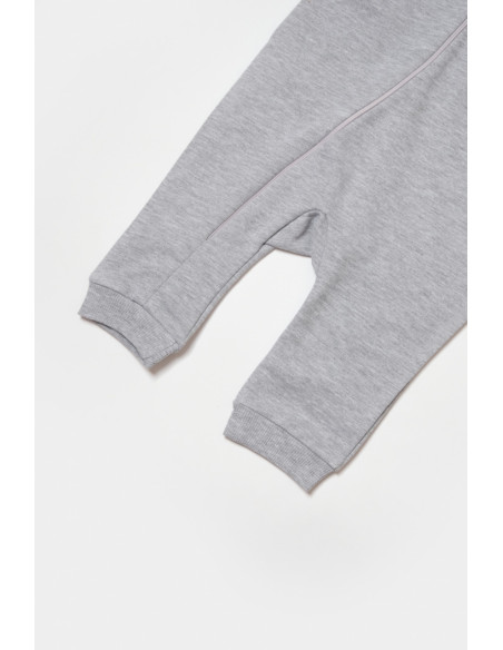 UP-BC-CSY8028-12,Salopeta cu fermoar, Two thread, BabyCosy, 100% bumbac organic, Gri (Marime: 12-18 Luni)