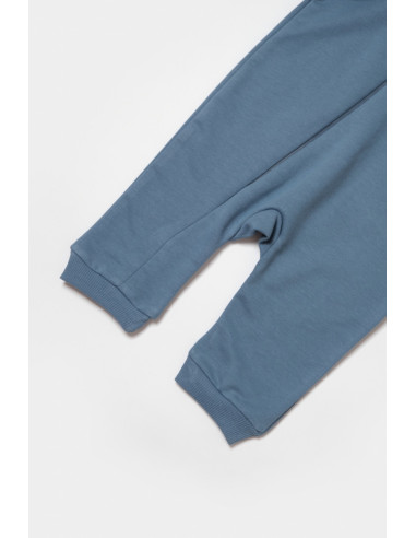 UP-BC-CSY8029-18,Salopeta cu fermoar, Two thread, BabyCosy, 100% bumbac organic, Indigo (Marime: 18-24 Luni)