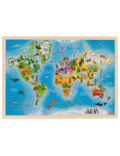 GOKI57460,Puzzle din lemn 192 piese Harta lumii