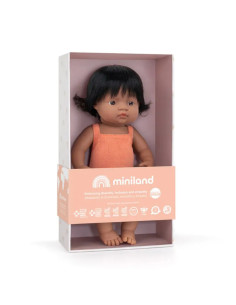 ML31286,Papusa 38 cm, fetita latino, imbracata in salopeta tricotata 2