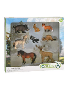 COL84151WB,Set de 8 figurine pictate manual Animale din padure