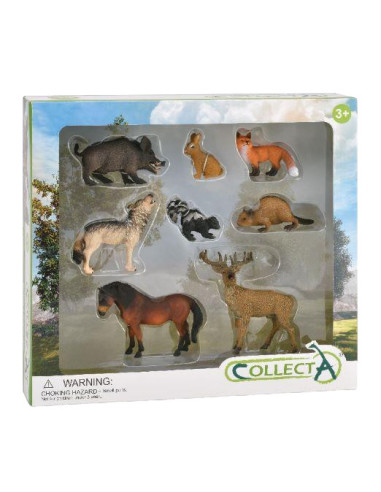 COL84151WB,Set de 8 figurine pictate manual Animale din padure