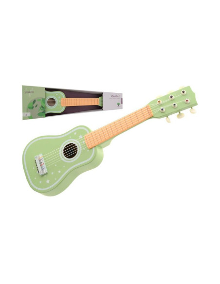 BN-80104,Joueco - Chitara din lemn certificat FSC, Cu 6 corzi, Stimuleaza creativitatea, Dezvolta coordonarea motrica, 54 x 18.5
