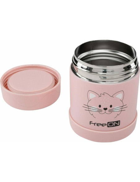 BN-380722,Termos pentru alimente solide Din otel inoxidabil Mentine cald pana la 12 ore si rece pana la 24 ore FreeON Pink Kitty