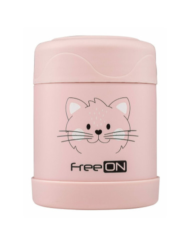 BN-380722,Termos pentru alimente solide Din otel inoxidabil Mentine cald pana la 12 ore si rece pana la 24 ore FreeON Pink Kitty