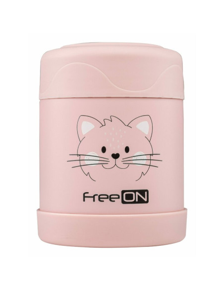 BN-380722,Termos pentru alimente solide Din otel inoxidabil Mentine cald pana la 12 ore si rece pana la 24 ore FreeON Pink Kitty