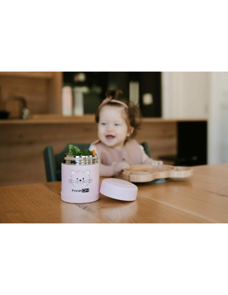 BN-380739,Termos pentru alimente solide Din otel inoxidabil Mentine cald pana la 12 ore si rece pana la 24 ore FreeON Beige Bear