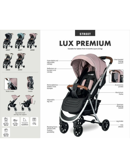BN-44688,Carucior sport pliabil automat Lux Usor 6.6 Kg Tehnologie inovatoare One-Hand Folding De la 6 luni pana la 22 kg Din al
