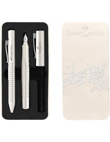 FC201527,Set stilou FC201527 M + Pix grip Faber-Castell, Alb cocos FC201527,Set stilou FC201527 M + Pix grip Faber-Castell, Alb cocos