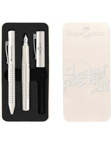 FC201527,Set stilou FC201527 M + Pix grip Faber-Castell, Alb cocos FC201527,Set stilou FC201527 M + Pix grip Faber-Castell, Alb cocos