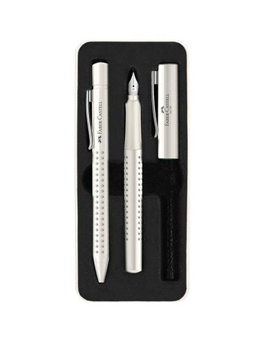 FC201527,Set stilou FC201527 M + Pix grip Faber-Castell, Alb cocos FC201527,Set stilou FC201527 M + Pix grip Faber-Castell, Alb cocos