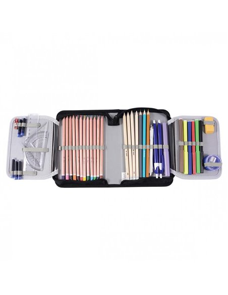 MCPE50Q26,Penar echipat PIGNA 50 piese 1 fermoar 2 extensii, Camuflaj albastru