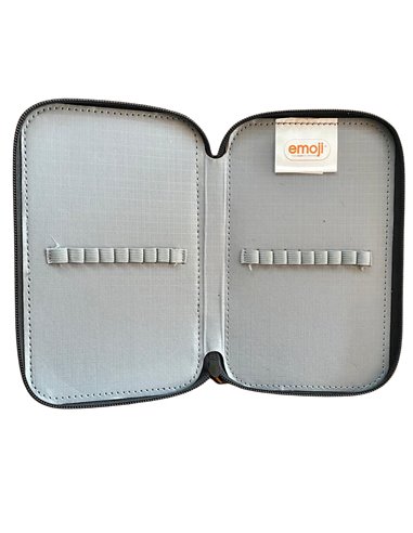 EJPE2303-1,Penar neechipat cu 3 fermoare Pigna, Negru, Motiv Emoji
