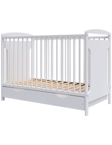 PHKAR12ALS,Patut copii din lemn Hubners Karly 120x60 alb cu sertar
