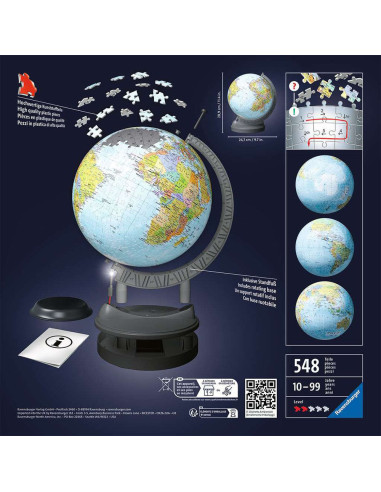 RVS3D11549,Ravensburger - Puzzle 3d Cu Led Globul Pamantesc 540 Piese