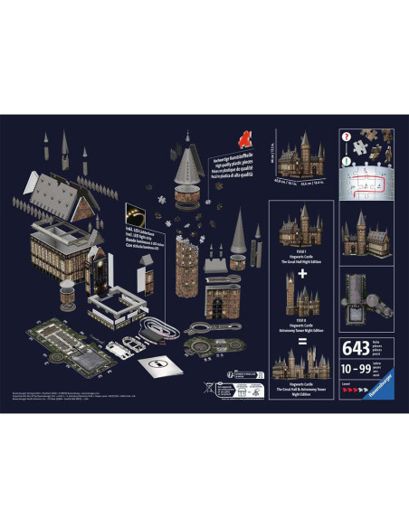 RVS3D11550,Ravensburger - Puzzle 3d Cu Led Harry Potter Sala Principala 540 Piese