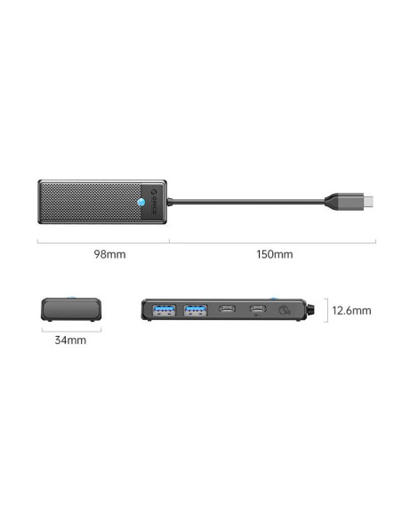 PAPW2AC-C3-015-BK,HUB USB Orico PAPW2AC-C3 4 port-uri negru