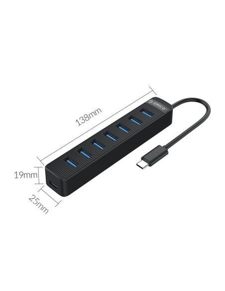 TWC3-7A-BK,HUB USB Orico TWC3-7A 7 port-uri USB 3.0 negru