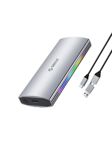 M2R2-G2-SV,Rack SSD Orico M2R2-G2 USB3.1 GEN2 NVMe M.2 gri iluminare RGB