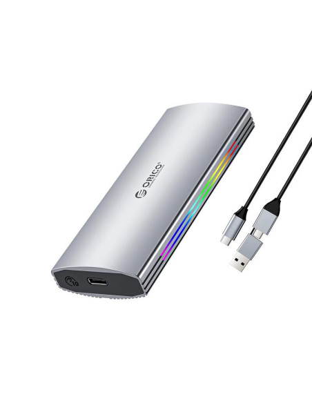 M2R2-G2-SV,Rack SSD Orico M2R2-G2 USB3.1 GEN2 NVMe M.2 gri iluminare RGB