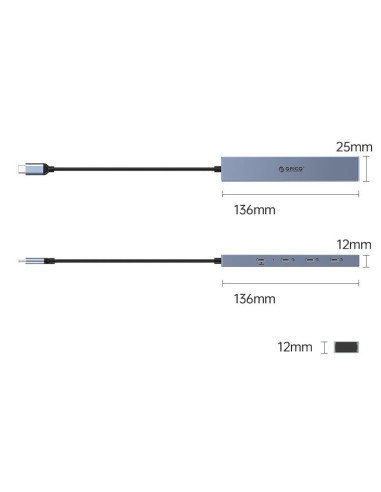 DHY-4C-GY,HUB USB Orico DHY-4C 4 port-uri USB 3.2 Gen 2 gri