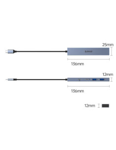DHY-2U2C-GY,HUB USB Orico DHY-2U2C 4 port-uri USB 3.2 Gen 2 gri 2