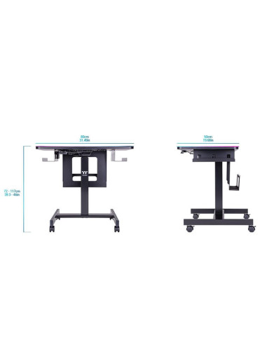 GGD-CDW-BKEIRW-01,Birou gaming reglabil electric pe inaltime Thermaltake CycleDesk 100 negru iluminare RGB
