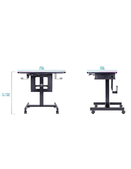 GGD-CDW-BKEIRW-01,Birou gaming reglabil electric pe inaltime Thermaltake CycleDesk 100 negru iluminare RGB