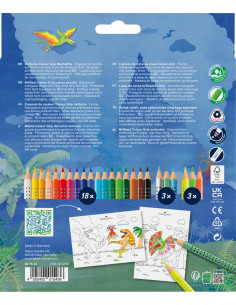 Set promo creioane colorate Faber-Castell FC201546, 18+6 culori, grip 2001 dinozauri 2