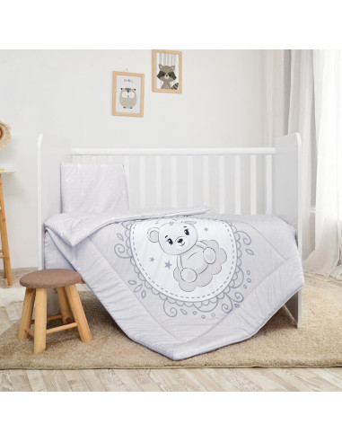 10420015903,Set lenjerie pat 3 piese, bumbac ranforce, Cosy, Little Bear Grey 10420015903,Set lenjerie pat 3 piese, bumbac ranforce, Cosy, Little Bear Grey