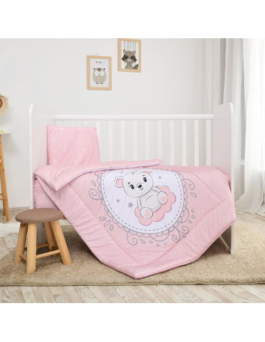 10420015902,Set lenjerie pat 3 piese, bumbac ranforce, Cosy, Little Bear Pink 10420015902,Set lenjerie pat 3 piese, bumbac ranforce, Cosy, Little Bear Pink