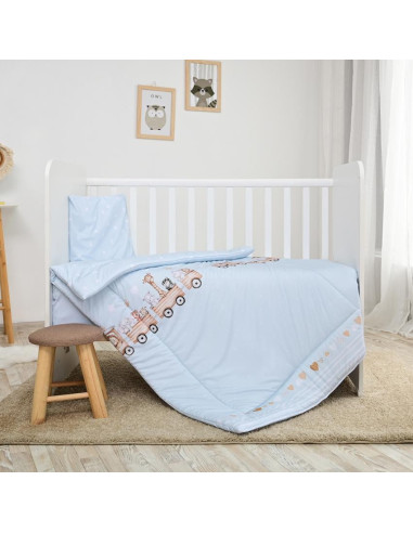 10420016002,Set lenjerie pat 3 piese, bumbac ranforce, Cosy, Train Blue 10420016002,Set lenjerie pat 3 piese, bumbac ranforce, Cosy, Train Blue