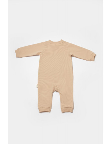 UP-BC-CSY8031-3,Salopeta cu fermoar, Two thread, BabyCosy, 100% bumbac organic, Stone (Marime: 3-6 Luni)