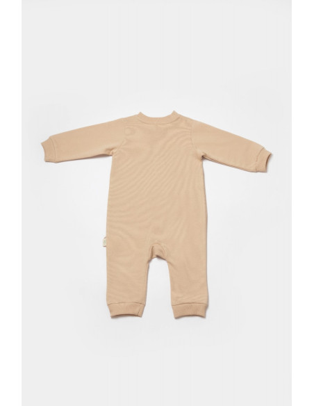 UP-BC-CSY8031-3,Salopeta cu fermoar, Two thread, BabyCosy, 100% bumbac organic, Stone (Marime: 3-6 Luni)