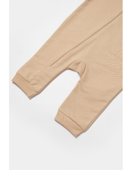 UP-BC-CSY8031-12,Salopeta cu fermoar, Two thread, BabyCosy, 100% bumbac organic, Stone (Marime: 12-18 Luni)