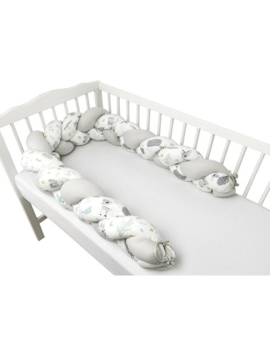 BN-6426972023856,MimiNu - Protectie laterala pentru patut bebe, Tip Bumper impletit, Din bumbac, Din materiale certificate Oeko 