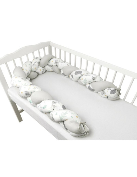 BN-6426972023856,MimiNu - Protectie laterala pentru patut bebe, Tip Bumper impletit, Din bumbac, Din materiale certificate Oeko 