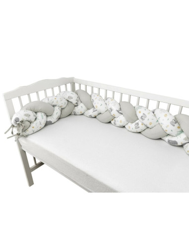 BN-6426972023856,MimiNu - Protectie laterala pentru patut bebe, Tip Bumper impletit, Din bumbac, Din materiale certificate Oeko 