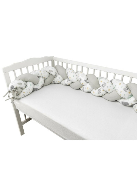BN-6426972023856,MimiNu - Protectie laterala pentru patut bebe, Tip Bumper impletit, Din bumbac, Din materiale certificate Oeko 