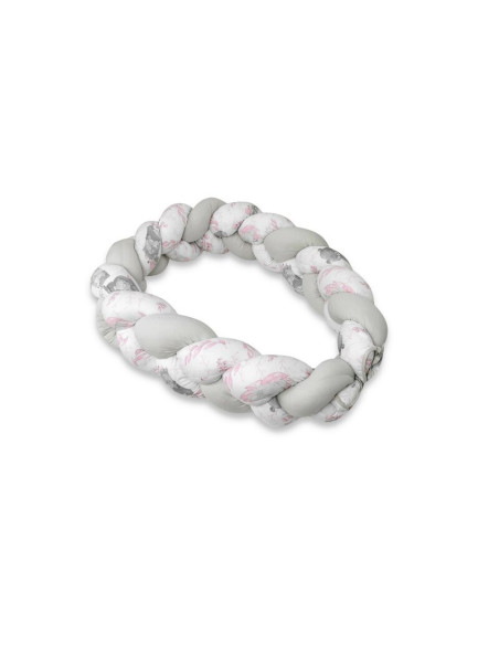 BN-6426972023863,MimiNu - Protectie laterala pentru patut bebe, Tip Bumper impletit, Din bumbac, Din materiale certificate Oeko 