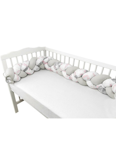 BN-6426972023863,MimiNu - Protectie laterala pentru patut bebe, Tip Bumper impletit, Din bumbac, Din materiale certificate Oeko 
