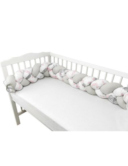 BN-6426972023863,MimiNu - Protectie laterala pentru patut bebe, Tip Bumper impletit, Din bumbac, Din materiale certificate Oeko 