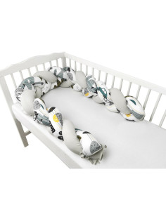 BN-6426972023948,MimiNu - Protectie laterala pentru patut bebe, Tip Bumper impletit, Din bumbac, Din materiale certificate Oeko  2