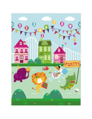 BN-BL120,Bocioland - Covoras de joaca Party, Pliabil, Protectie impotriva loviturilor, Dimensiune mare, 200 x 150 cm, Cu Imprime